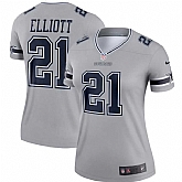 Women Nike Cowboys 21 Ezekiel Elliott Gray Inverted Legend Limited Jersey,baseball caps,new era cap wholesale,wholesale hats